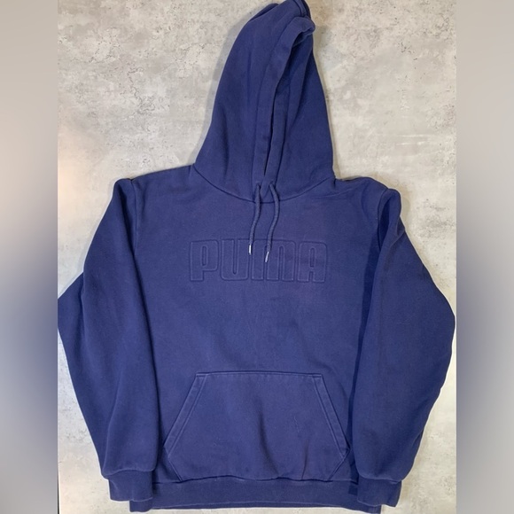 Puma Navy Blue Cotton Fleece  Hooded Sweatshirt, Size M - Picture 1 of 8